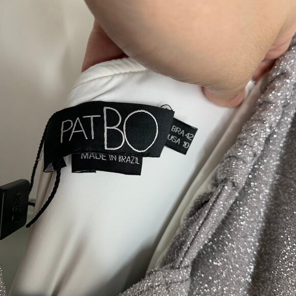 Patbo Lurex Cut Out Maxi Lace Up Dress Silver Sparkle Womens Glamorous Size 10 - Picture 13 of 16